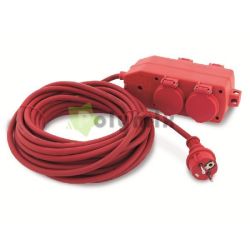 GAO-DÜWI Kültéri lengő hosszabbító 4db csapfedeles dugaljjal, H05VV-F, 3x1,5mm2, 10m, piros, IP44